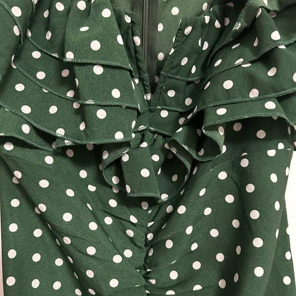 Green and White Ruffled Polka Dot Dress - Picture 7 of 7